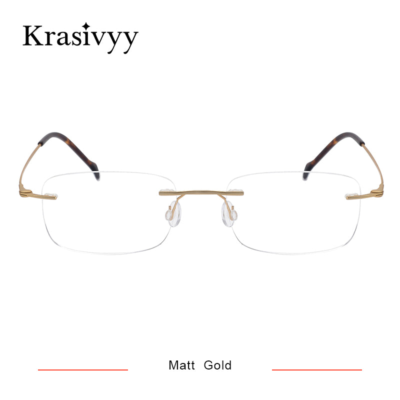 Krasivyy Pure Titanium Rimless glasses Frame Men Ultralight Optical  Prescription Eyeglasses Women Screwless Myopia Eyewear