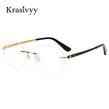 Load image into Gallery viewer, Krasivyy Pure Titanium Screwless Glasses Frame Women Ultralight Optical Prescription Eyeglasses Men Rimless Hexagonal Eyewear