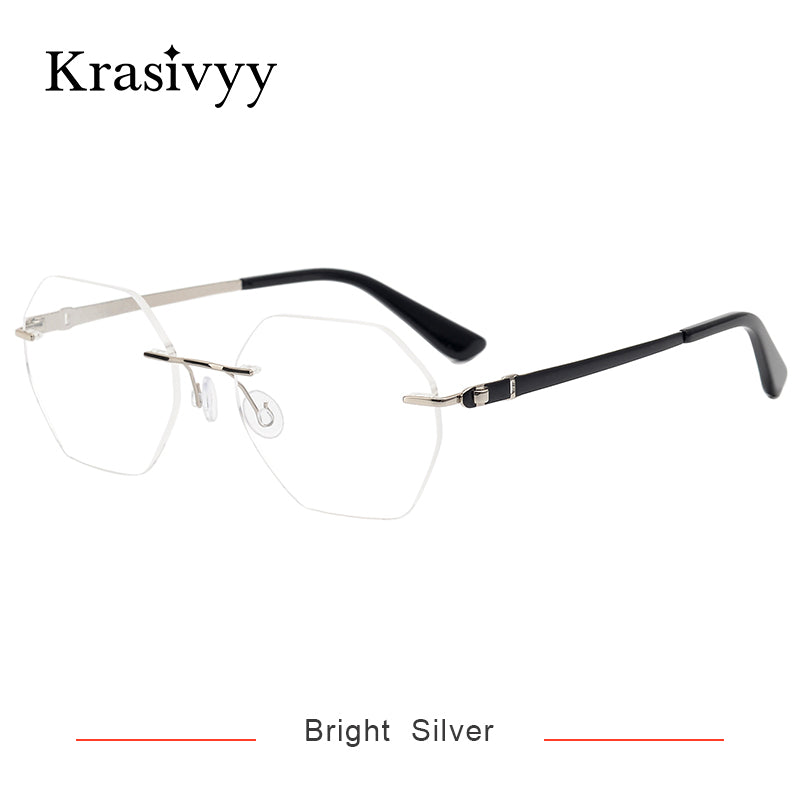 Krasivyy Pure Titanium Screwless Glasses Frame Women Ultralight Optical Prescription Eyeglasses Men Rimless Hexagonal Eyewear