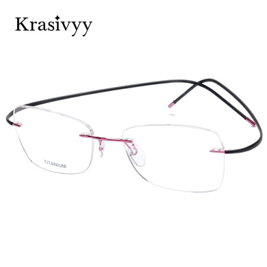 Krasivyy Pure TitaniumRimless Glasses Frame Women Ultralight Optical Prescription Eyeglasses Men 2023 Brand Oval Myopia Eyewear