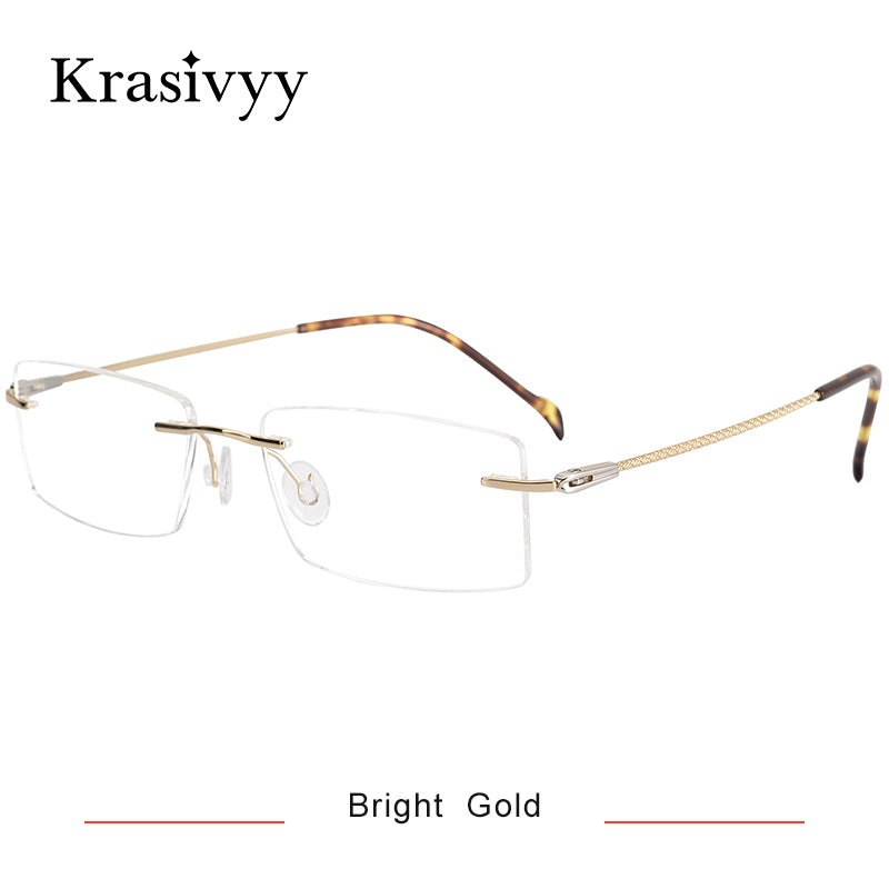Krasivyy Rimless Glasses Frame Men 2023 Women Myopia Prescription Eyeglasses Pure Titanium Frameless Square Optical Eyewear