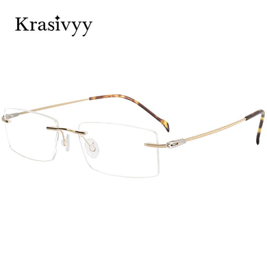 Krasivyy Rimless Glasses Frame Men 2023 Women Myopia Prescription Eyeglasses Pure Titanium Frameless Square Optical Eyewear