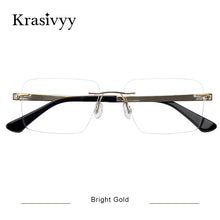 Load image into Gallery viewer, Krasivyy Rimless Glasses Frame Men Brand Designer Optical Prescription Eyewear Males Pure Titanium Frameless Square Eyeglasses
