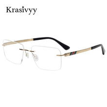 Load image into Gallery viewer, Krasivyy Rimless Glasses Frame Men Brand Designer Optical Prescription Eyewear Males Pure Titanium Frameless Square Eyeglasses