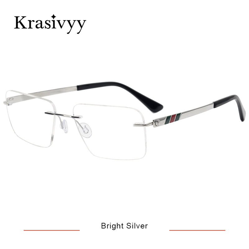Krasivyy Rimless Glasses Frame Men Brand Designer Optical Prescription Eyewear Males Pure Titanium Frameless Square Eyeglasses
