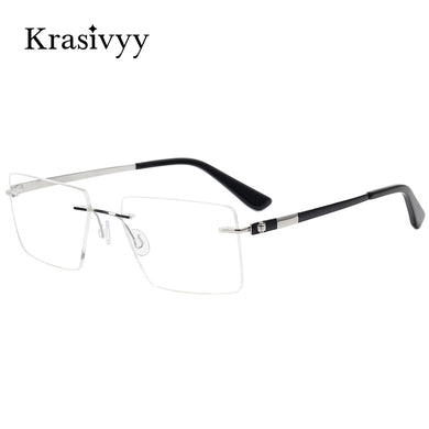 Krasivyy Rimless Glasses Frame Men Pure Titanium Screwless Optical Prescription Eyeglasses 2023 Brand Square Myopia Eyewear