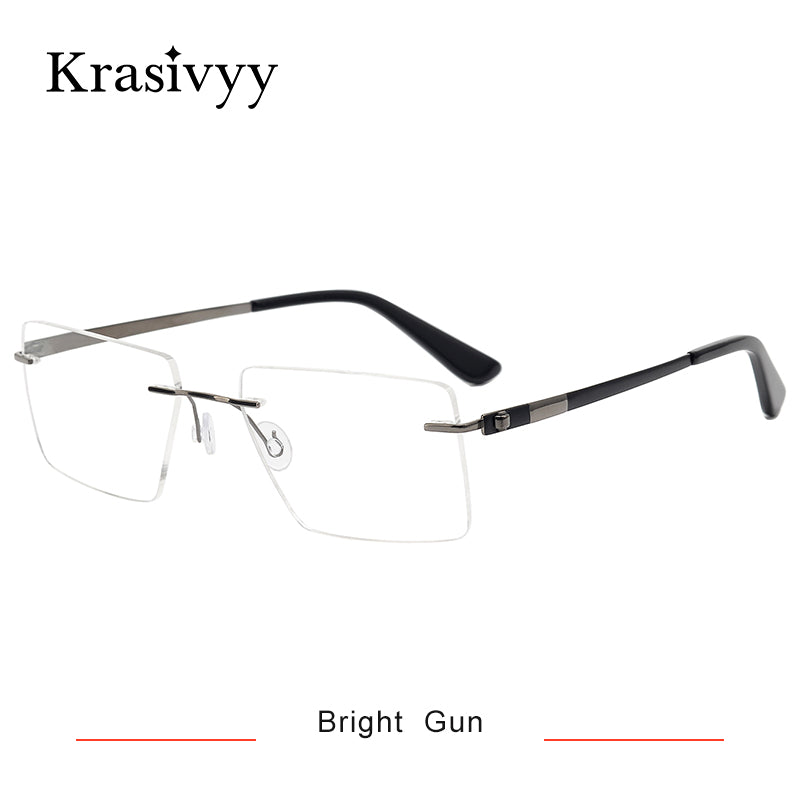 Krasivyy Rimless Glasses Frame Men Pure Titanium Screwless Optical Prescription Eyeglasses 2023 Brand Square Myopia Eyewear
