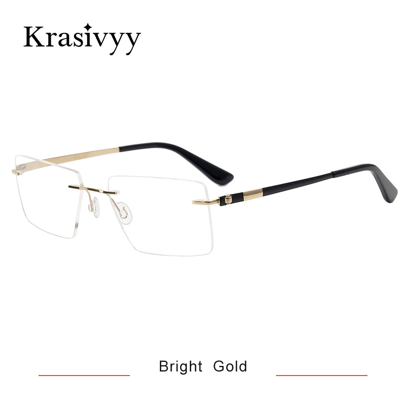 Krasivyy Rimless Glasses Frame Men Pure Titanium Screwless Optical Prescription Eyeglasses 2023 Brand Square Myopia Eyewear