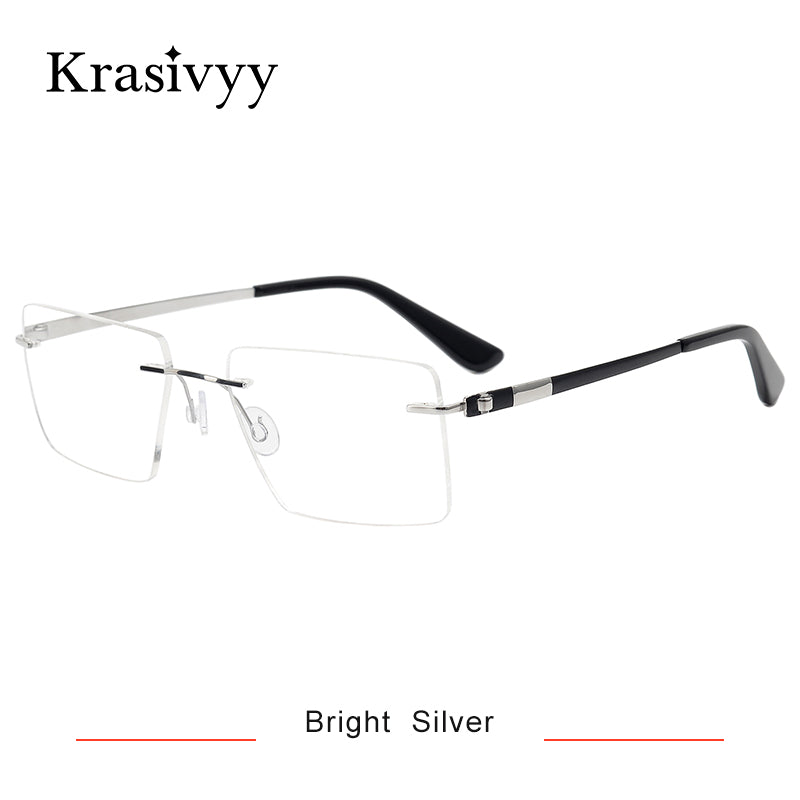 Krasivyy Rimless Glasses Frame Men Pure Titanium Screwless Optical Prescription Eyeglasses 2023 Brand Square Myopia Eyewear