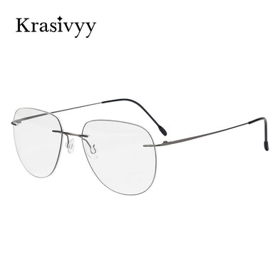 Krasivyy Rimless Glasses Frame Men Ultralight Prescription Optical Eyeglasses Women Frameless Pilot Pure Titanium Myopia Eyewear