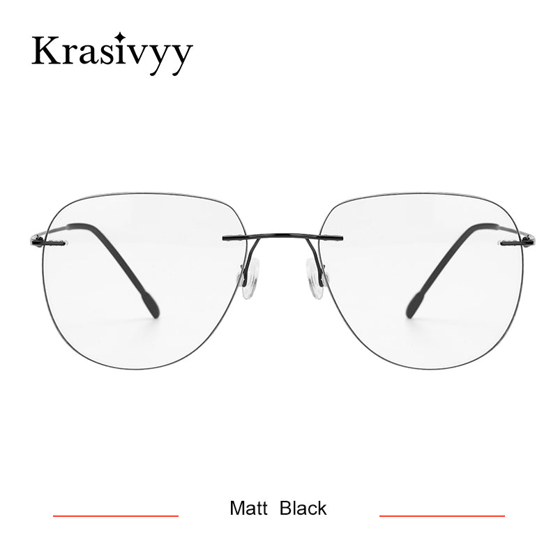 Krasivyy Rimless Glasses Frame Men Ultralight Prescription Optical Eyeglasses Women Frameless Pilot Pure Titanium Myopia Eyewear