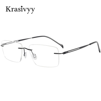 Krasivyy Rimless Glasses Frame Men Ultralight Pure Titanium Square Eyewear Women Korean Frameless Screwless Eyeglasses Frames