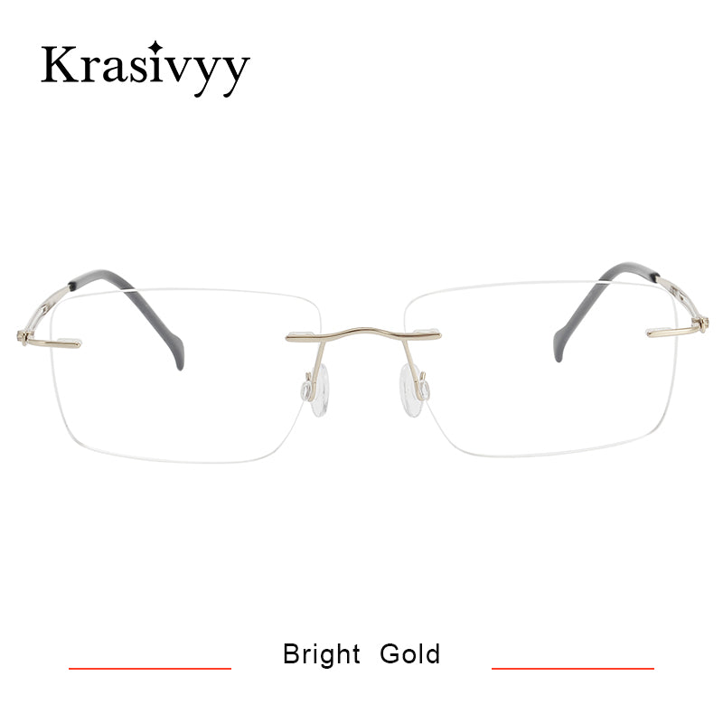Krasivyy Rimless Glasses Frame Men Ultralight Pure Titanium Square Eyewear Women Korean Frameless Screwless Eyeglasses Frames