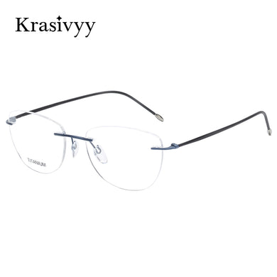 Krasivyy Rimless Glasses Frame Women Brand Design Screwless Optical Prescription Eyeglasses Vintage Eyewear Men Pure Titanium