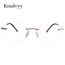 Load image into Gallery viewer, Krasivyy Rimless Glasses Frame Women Pure Titanium Men Vintage Myopia Prescription Eyeglasses Retro Round Korean Optical Eyewear