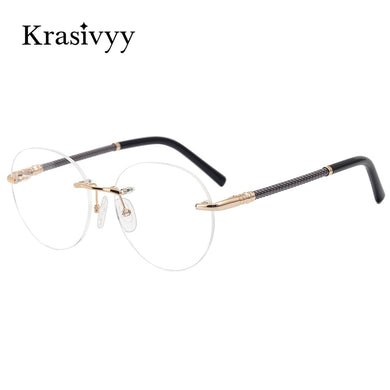 Krasivyy Rimless Glasses Frame Women Pure Titanium Myopia Optical Prescription Eyeglasses Men 2022  Vintage Round Eyewear