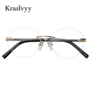 Krasivyy Rimless Glasses Frame Women Pure Titanium Myopia Optical Prescription Eyeglasses Men 2022  Vintage Round Eyewear