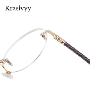 Krasivyy Rimless Glasses Frame Women Pure Titanium Myopia Optical Prescription Eyeglasses Men 2022  Vintage Round Eyewear