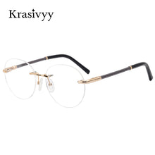 Load image into Gallery viewer, Krasivyy Rimless Glasses Frame Women Pure Titanium Myopia Optical Prescription Eyeglasses Men 2023 Vintage Round Eyewear