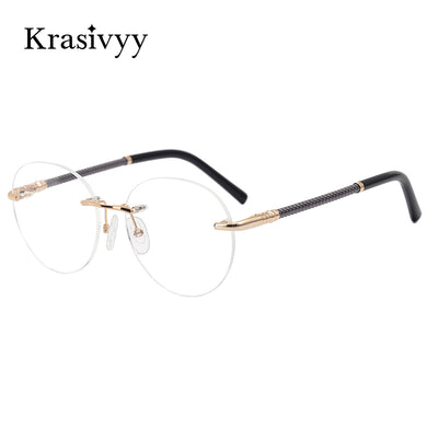 Krasivyy Rimless Glasses Frame Women Pure Titanium Myopia Optical Prescription Eyeglasses Men 2023 Vintage Round Eyewear