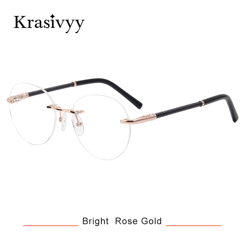 Krasivyy Rimless Glasses Frame Women Pure Titanium Myopia Optical Prescription Eyeglasses Men 2023 Vintage Round Eyewear