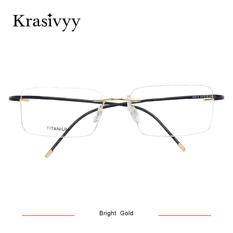 Krasivyy Rimless Glasses Frame Women Ultralight Myopia Optical Prescription Eyeglasses Memory Titanium Square Eyewear Men