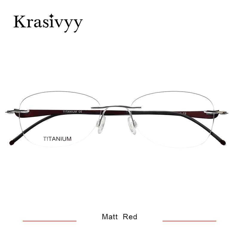 Krasivyy Rimless Glasses Frames Women  Screwless Myopia Prescription Eyeglasses Pure Titanium Oval Optical Eyewear