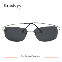 Load image into Gallery viewer, Krasivyy Rimless Square Polarized Sunglasses Men Driving Brand Design Ultralight Pure Titanium Sun Glasses Oculos De Sol