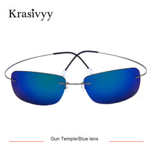 Load image into Gallery viewer, Krasivyy Rimless Square Polarized Sunglasses Men Driving Brand Design Ultralight Pure Titanium Sun Glasses Oculos De Sol