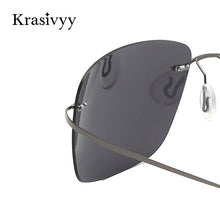 Load image into Gallery viewer, Krasivyy Rimless Square Polarized Sunglasses Men Driving Brand Design Ultralight Pure Titanium Sun Glasses Oculos De Sol