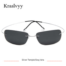 Load image into Gallery viewer, Krasivyy Rimless Square Polarized Sunglasses Men Driving Brand Design Ultralight Pure Titanium Sun Glasses Oculos De Sol