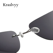 Load image into Gallery viewer, Krasivyy Rimless Square Polarized Sunglasses Men Driving Brand Design Ultralight Pure Titanium Sun Glasses Oculos De Sol