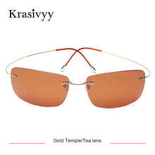 Load image into Gallery viewer, Krasivyy Rimless Square Polarized Sunglasses Men Driving Brand Design Ultralight Pure Titanium Sun Glasses Oculos De Sol