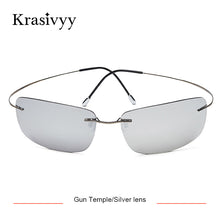 Load image into Gallery viewer, Krasivyy Rimless Square Polarized Sunglasses Men Driving Brand Design Ultralight Pure Titanium Sun Glasses Oculos De Sol