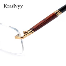 Load image into Gallery viewer, Krasivyy Rimless Wooden Glasses Frame Men Light Weight Optical  Eyeglasses Frame Prescription Myopia spectacles Titanium