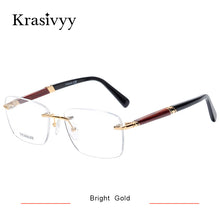 Load image into Gallery viewer, Krasivyy Rimless Wooden Glasses Frame Men Light Weight Optical  Eyeglasses Frame Prescription Myopia spectacles Titanium