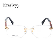Load image into Gallery viewer, Krasivyy Rimless Wooden Glasses Frame Men Light Weight Optical  Eyeglasses Frame Prescription Myopia spectacles Titanium