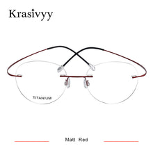 Load image into Gallery viewer, Krasivyy Round Rimless Glasses Frame Men Ultralight Myopia Prescription Eyeglasses Women Vintage Pure Titanium Optical  Eyewear