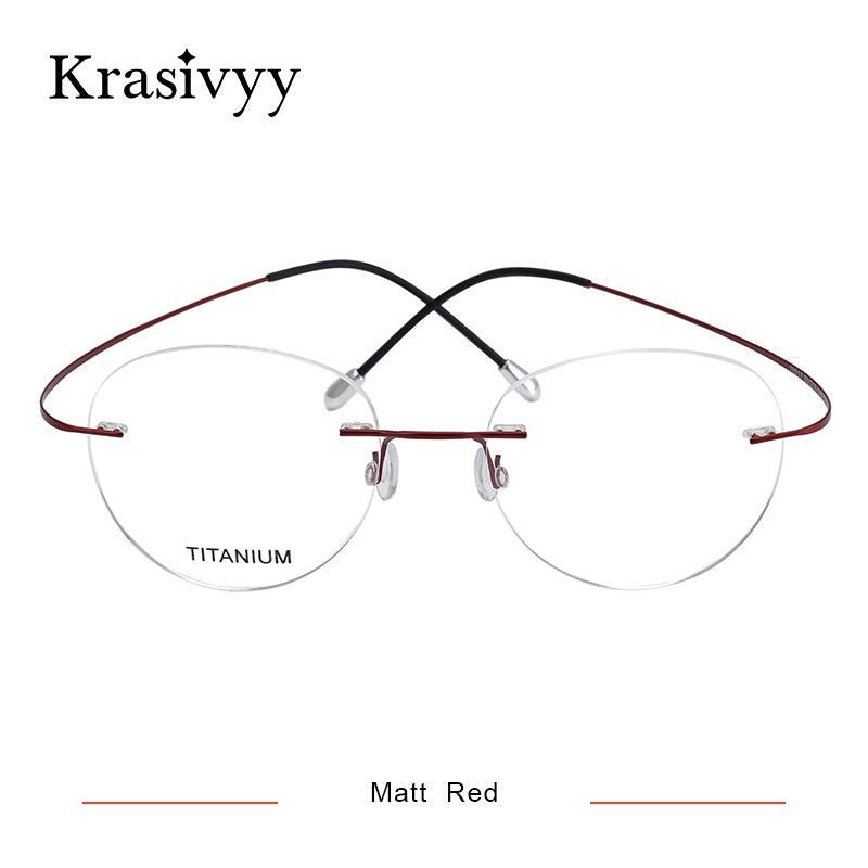 Krasivyy Round Rimless Glasses Frame Men Ultralight Myopia Prescription Eyeglasses Women Vintage Pure Titanium Optical  Eyewear