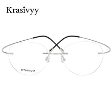 Load image into Gallery viewer, Krasivyy Round Rimless Glasses Frame Men Ultralight Myopia Prescription Eyeglasses Women Vintage Pure Titanium Optical  Eyewear