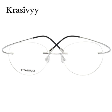 Krasivyy Round Rimless Glasses Frame Men Ultralight Myopia Prescription Eyeglasses Women Vintage Pure Titanium Optical  Eyewear