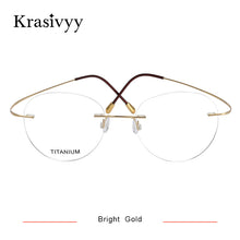 Load image into Gallery viewer, Krasivyy Round Rimless Glasses Frame Men Ultralight Myopia Prescription Eyeglasses Women Vintage Pure Titanium Optical  Eyewear