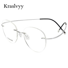 Load image into Gallery viewer, Krasivyy Round Rimless Glasses Frame Men Ultralight Myopia Prescription Eyeglasses Women Vintage Pure Titanium Optical  Eyewear