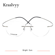 Load image into Gallery viewer, Krasivyy Round Rimless Glasses Frame Men Ultralight Myopia Prescription Eyeglasses Women Vintage Pure Titanium Optical  Eyewear