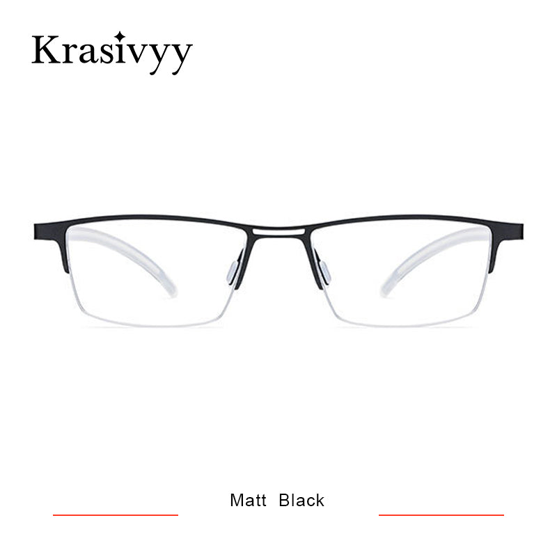 Krasivyy Square Glasses Frame Men Ultralight Pure Titanium Myopia Prescription Eye Glasses for Men Half Frame Optical Eyewear