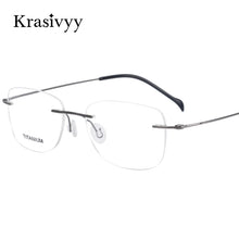Load image into Gallery viewer, Krasivyy Square Rimless Glasses Frame Men Brand Designer Myopia Optical Prescription Eyeglasses Pure Titanium Screwless Eyewear