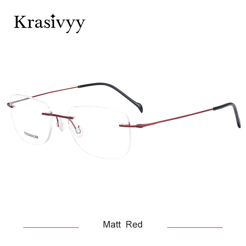 Krasivyy Square Rimless Glasses Frame Men Brand Designer Myopia Optical Prescription Eyeglasses Pure Titanium Screwless Eyewear