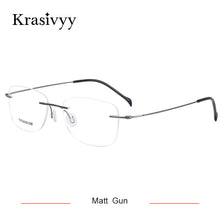 Load image into Gallery viewer, Krasivyy Square Rimless Glasses Frame Men Brand Designer Myopia Optical Prescription Eyeglasses Pure Titanium Screwless Eyewear