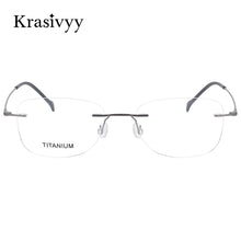 Load image into Gallery viewer, Krasivyy Square Rimless Glasses Frame Men Brand Designer Myopia Optical Prescription Eyeglasses Pure Titanium Screwless Eyewear