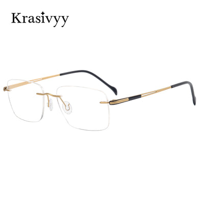 Krasivyy Square Rimless Glasses Frame Men Ultralight Myopia Prescription Eyeglasses Women 2023 Pure Titanium Optical Eyewear